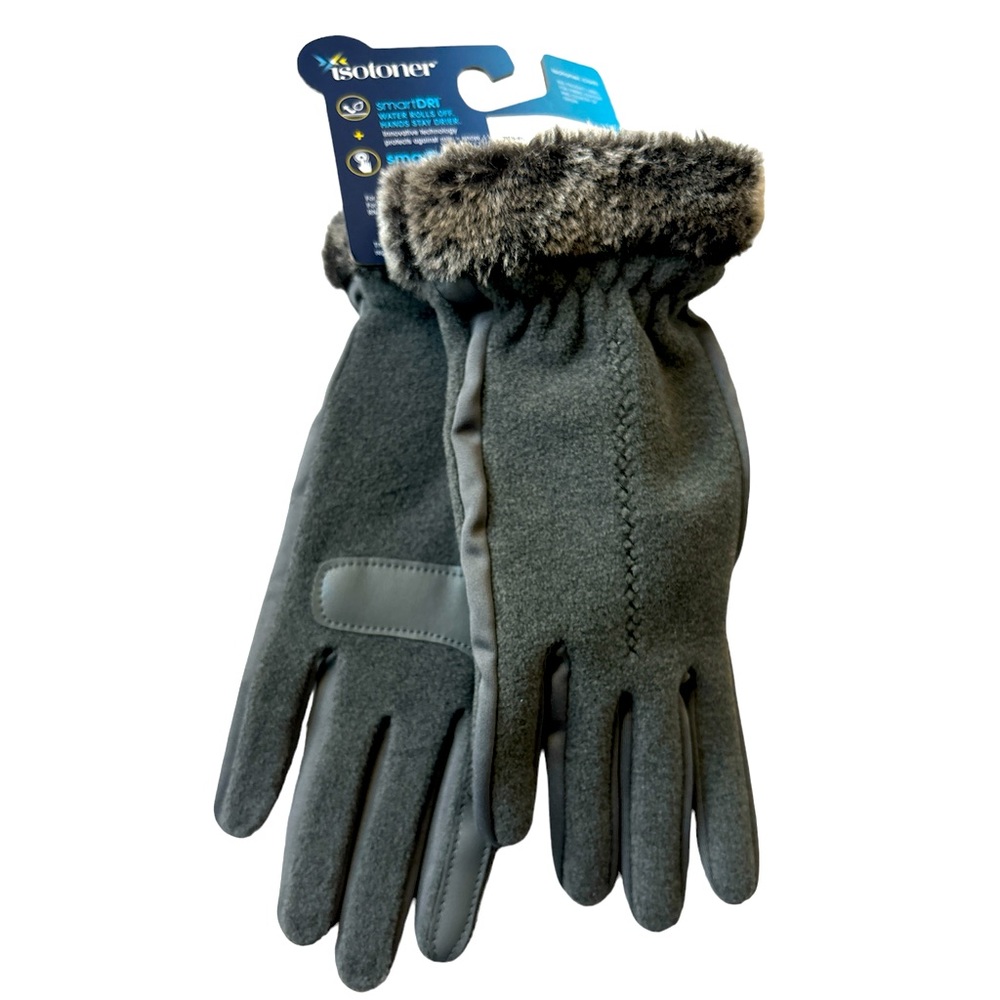 NWT Isotoner grey smart dri gloves in women’s OSFM
